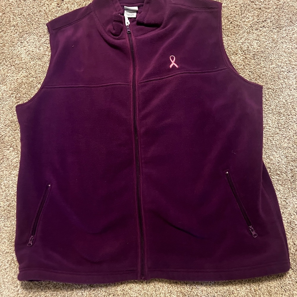 Purple Fleece Vest with Pink Ribbon